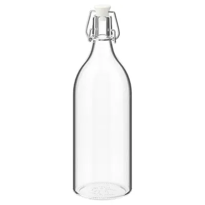 KORKEN bottle with stopper 1 L clear glass, 00213558
