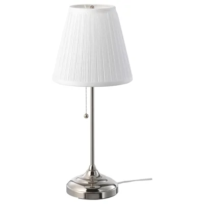 ARSTID Table lamp, nickel-plated/white, 00280637