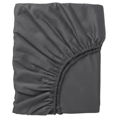 NATTJASMIN Fitted sheet, dark grey 150x200 cm, 00442673