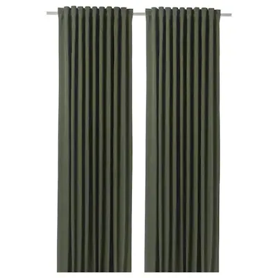 BLAHUVA block-out curtains, 1 pair, green, 145x250, 00465457