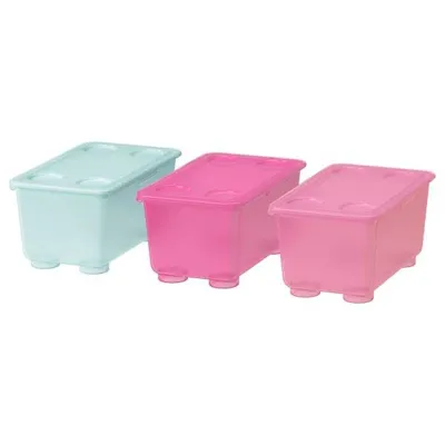 GLIS box with lid, pink/turquoise, 17x10 cm, 00466150