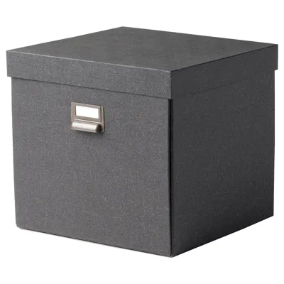 TJOG Storage box with lid, dark grey, 32x31x30 cm, 00477672