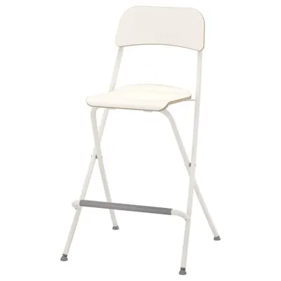 FRANKLIN Bar stool with backrest, foldable, white/white 63 cm, 10404878