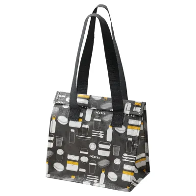 FLADDRIG lunch bag, patterned grey, 25x16x27 cm, 10497226