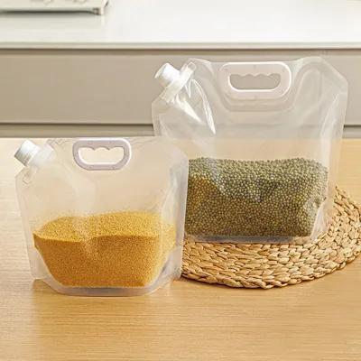 Grains And Cereals Portable Storage Bag With Funnel, 1.5L, White 4589767223038