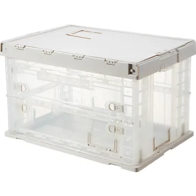 Versatile Large Foldable Plastic Outdoor Camping Storage Bin Box(L), Khaki, 60*41*37.5Cm 4589767196035