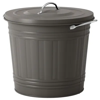 KNODD Bin with lid, grey 16 l, 20312251
