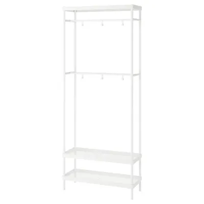 MACKAPAR Coat rack with shoe storage unit, white 78x32x200 cm, 70530987