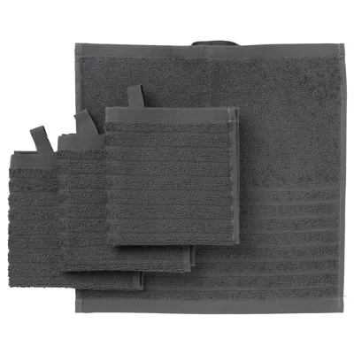 VAGSJON Washcloth, dark grey, 30x30 cm, 20353623