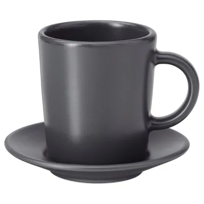 DINERA Espresso cup and saucer, dark grey, 9 cl, 20362811