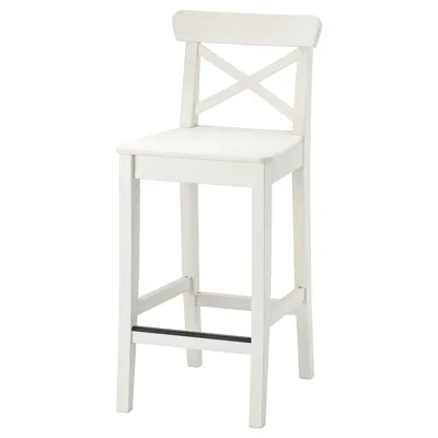 INGOLF Bar stool with backrest, white, 63 cm, 20363330