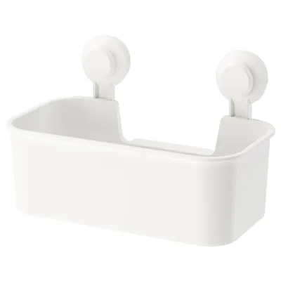 TISKEN Basket with suction cup, white, 20381254
