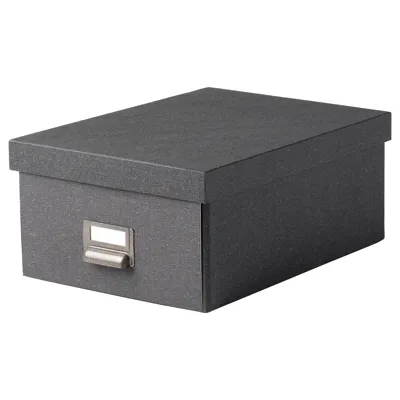 TJOG Storage box with lid, dark grey, 25x36x15 cm, 20477666