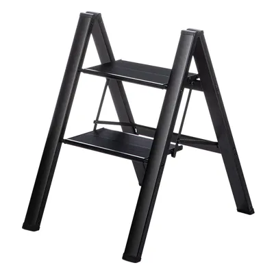2 Layers Foldable Aluminum Household Ladder, Black, 45.5*55*61Cm 4589767252144
