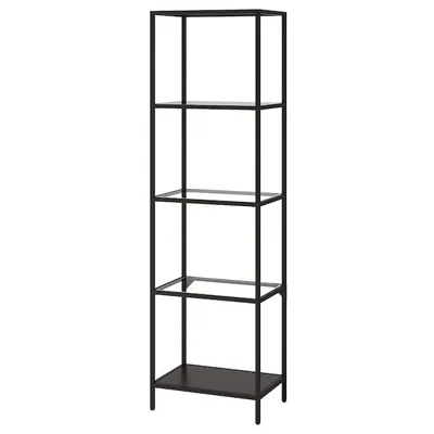 VITTSJO Shelving unit, black-brown/glass 51x175 cm, 30214679