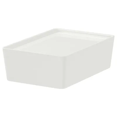KUGGIS Box with lid, white 18x26x8 cm, 30280202