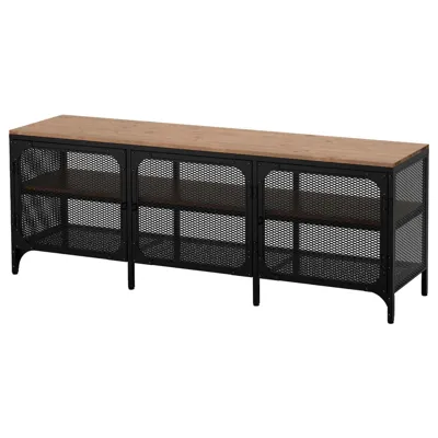 FJALLBO TV bench, black 150x36x54 cm, 30339293