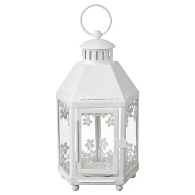 KRINGSYNT Lantern for tealight, in/outdoor, white 21 cm, 30509704