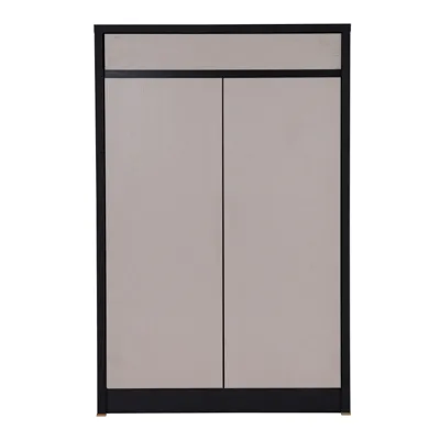 HABIB 2-door Shoe Cabinet, black/light grey, 79x35x122cm, 372023