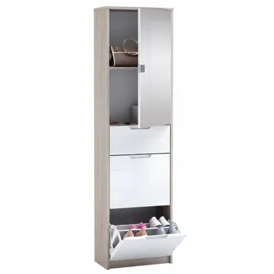 DEMEYERE Stilleto Hall Storage Unit 45.9x24.3x172.5 cm - Brushed Oak/White
