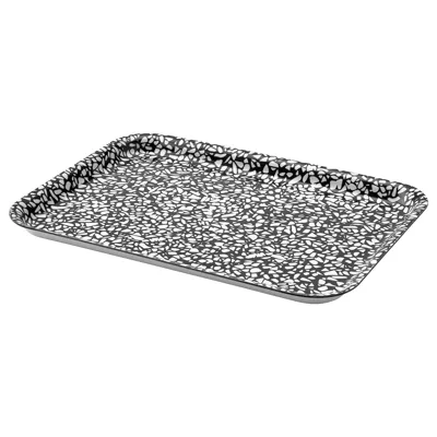 VARKUL Tray, black/patterned, 28x20 cm, 40399540
