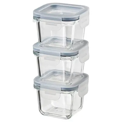 IKEA 365+ Food container with lid, square/glass 180 ml, 40444948