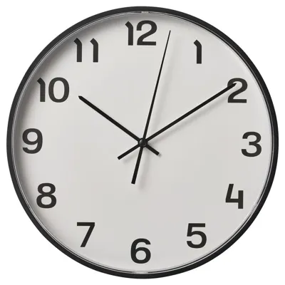 PLUTTIS Wall clock, low-voltage, black, 28cm, 90540848