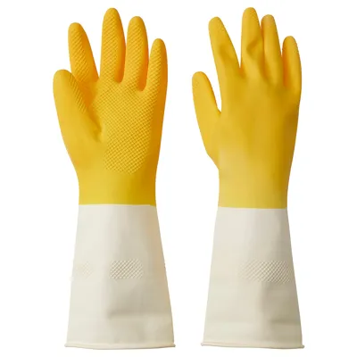 RINNIG cleaning gloves, bright yellow/off-white, S, 40565855