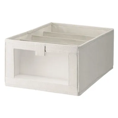 Washable Cotton Box-L With 4 Grids, Beige, 27*40*17Cm 4589767237561