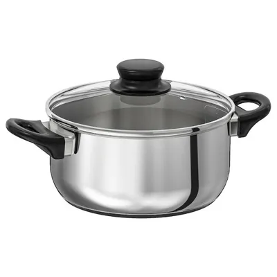 ANNONS pot with lid 2.8 L glass/stainless steel, 50298475