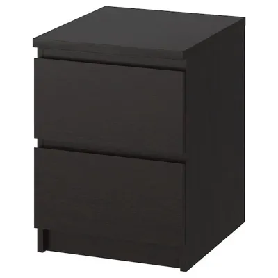 MALM Chest of 2 drawers, black-brown 40x55 cm, 50354621