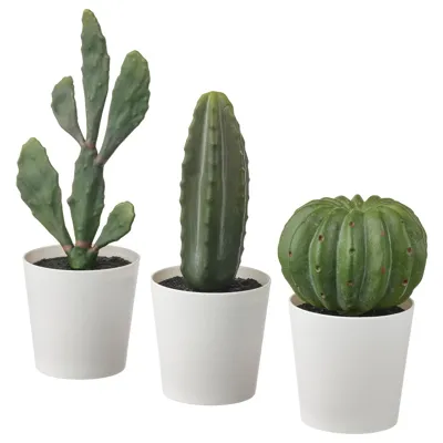 FEJKA Artifi potted plant w pot, set of 3, in/outdoor cactus, 6 cm, 50522993