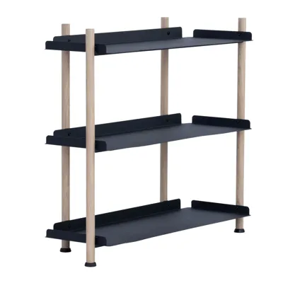 EMBRY 3-tier Shelf, Black/smoke oak, 86x31x75.5 cm, 522005