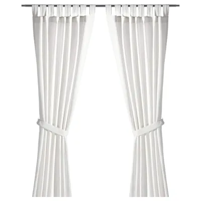 LENDA Curtains with tie-backs, 1 pair, white 140x250 cm, 60171923