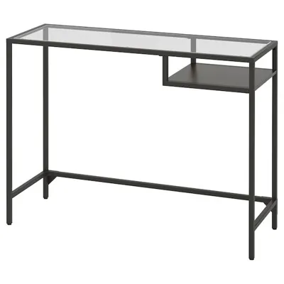 VITTSJO Laptop table, black-brown/glass 100x36 cm, 60221353