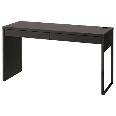 MICKE Desk, black-brown 142x50 cm, 60354277
