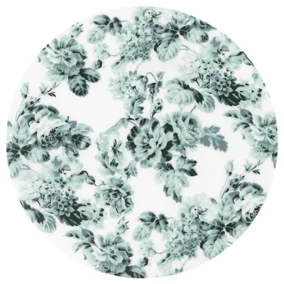 SMAKSINNE Place mat, white/green/flower, 37 cm, 60403188