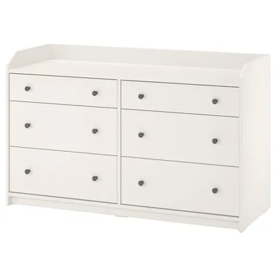 HAUGA Chest of 6 drawers, white, 138x84 cm, 60407308
