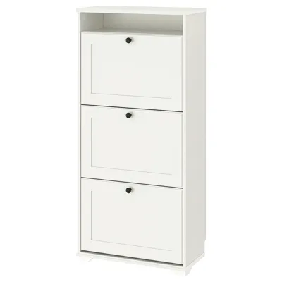 BRUSALI Shoe cabinet with 3 compartments, white, 61x30x130 cm, 60480394