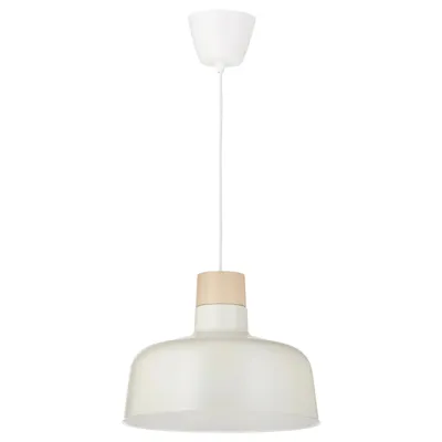 BUNKEFLO Pendant lamp, white/birch, 36 cm, 60488390