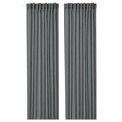 MILDRUN Curtains, 1 pair, dark grey/striped, 145x250 cm, 60480803
