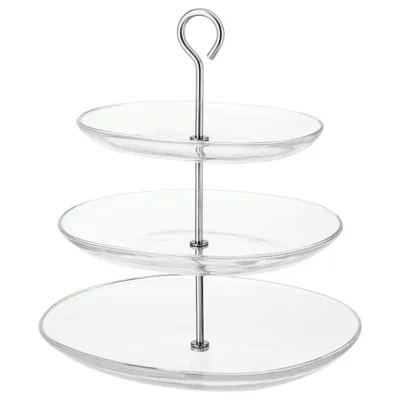 KVITTERA serving stand 3 tiers clear glass/stainless steel, 70279843
