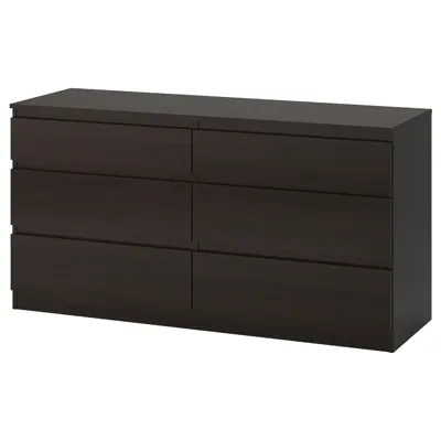 KULLEN Chest of 6 drawers, black-brown 140x72 cm, 70355733