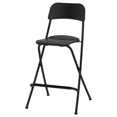 FRANKLIN Bar stool with backrest, foldable, black/black 63 cm, 70406742