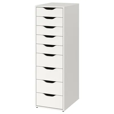 ALEX Drawer unit with 9 drawers, white, 36x116 cm, 70486140