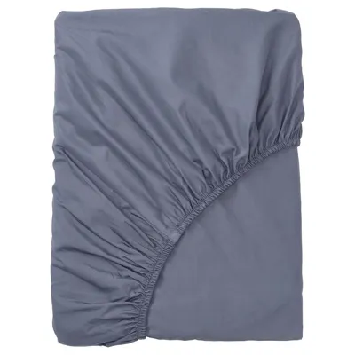SOMNTUTA Fitted sheet, blue-grey, 150x200 cm, 70412762
