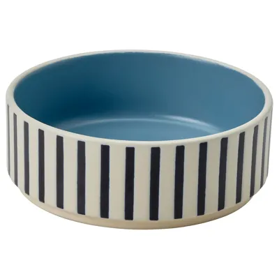 UTSADD pet bowl, stripe pattern black-blue/grey-blue, 11 cm, 70569201