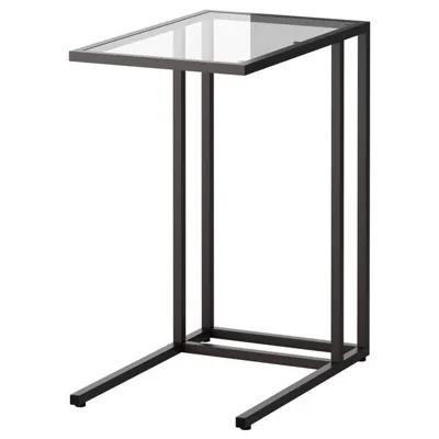 VITTSJO Laptop stand black-brown, glass, 35x65 cm, 80250250