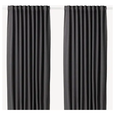ANNAKAJSA Room darkening curtains, 1 pair, grey, 145x250 cm, 80390241