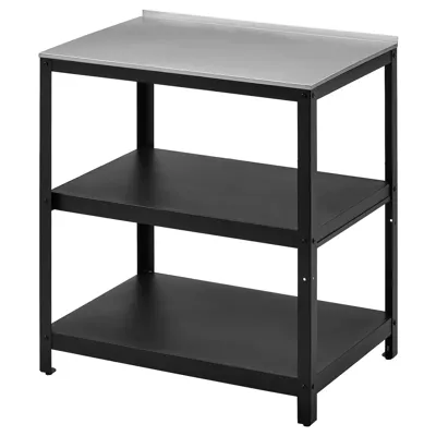 GRILLSKAR Kitchen island shelf unit, black/stainless steel outdoor, 86x61 cm, 80488916